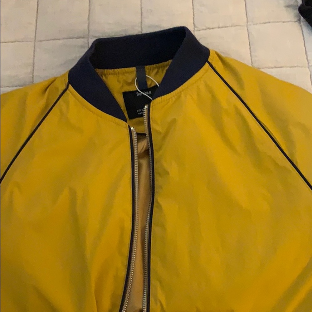 Bershka yellow bomber jacket